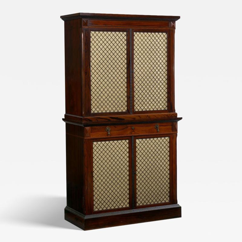 English Rosewood Antique Humidor Cabinet by Mellier Co London circa 1880
