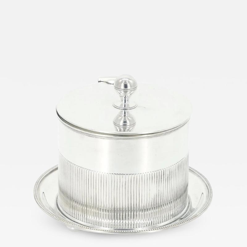 English Sheffield Silver Plate Covered Round Shape Tea Caddy