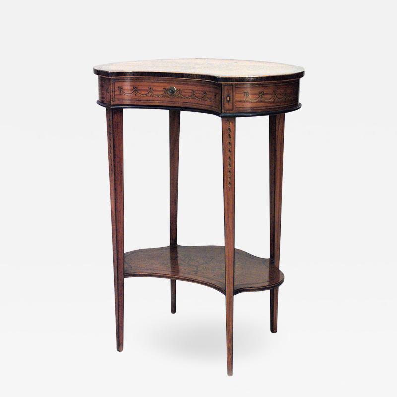 English Sheraton Satinwood Kidney End Table