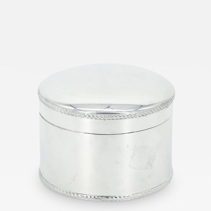 English Silver Plate Art Deco Style Round Shape Covered Cigarette Box