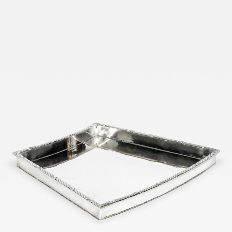 English Silver Plate Geometric Shape Barware Tray