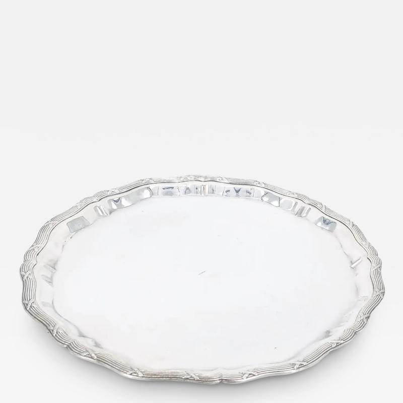 English Silver Plate Round Shape Barware Tableware Serving Tray