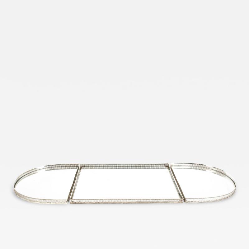 English Silver Plated Mirrored Three Piece Table Plateau Centerpiece