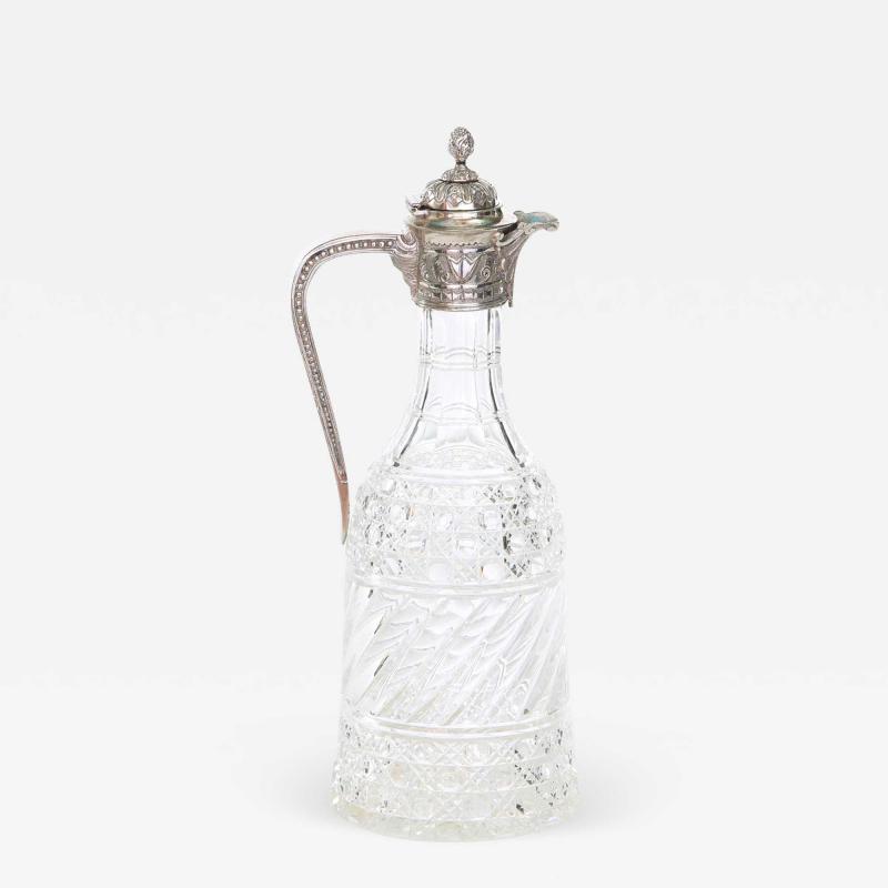 English Silver Plated Mounted Cut Glass Claret Jug