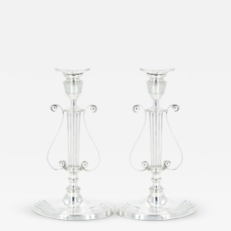English Silver Plated Pair Tableware Candle Holder