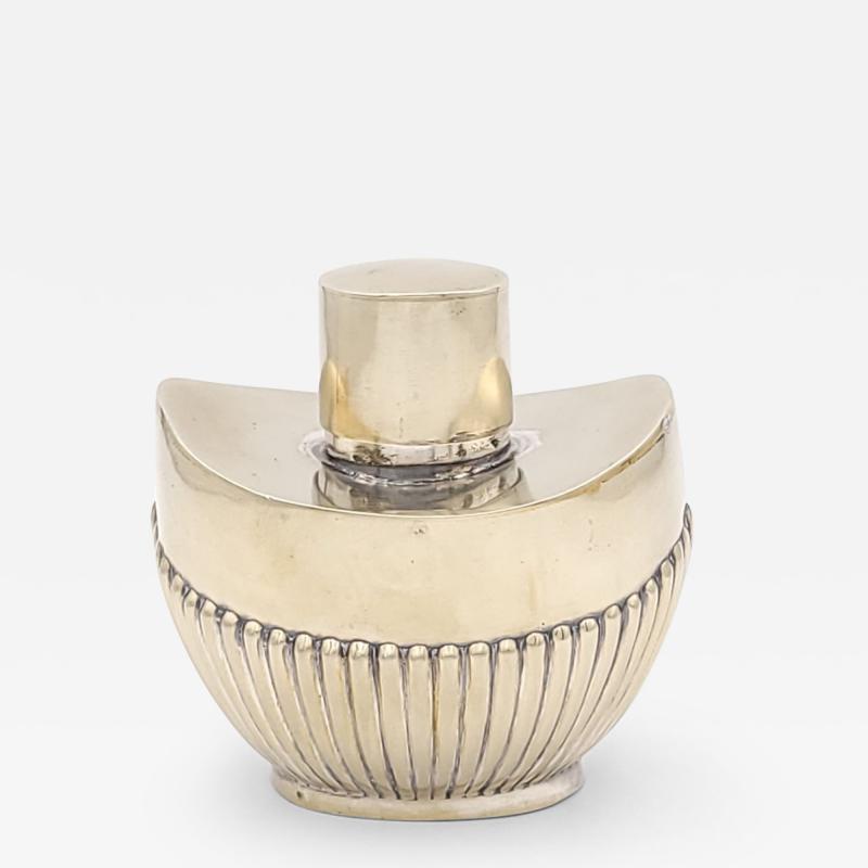 English Silver on Brass Oval Tea Caddy 19th century