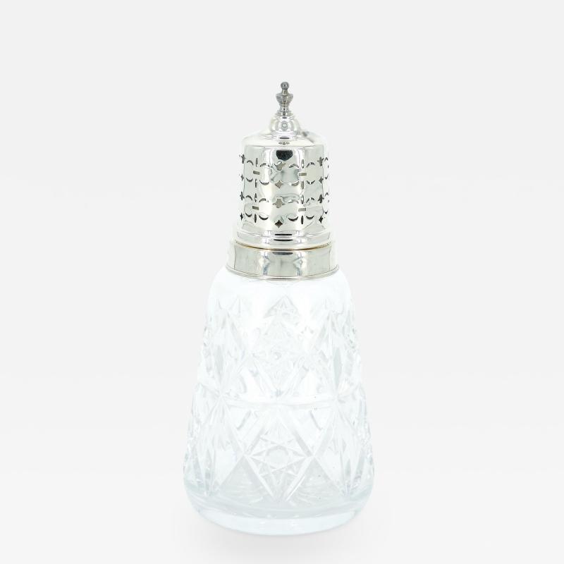English Sterling Silver Top Cut Glass Tableware Sugar Receptacle