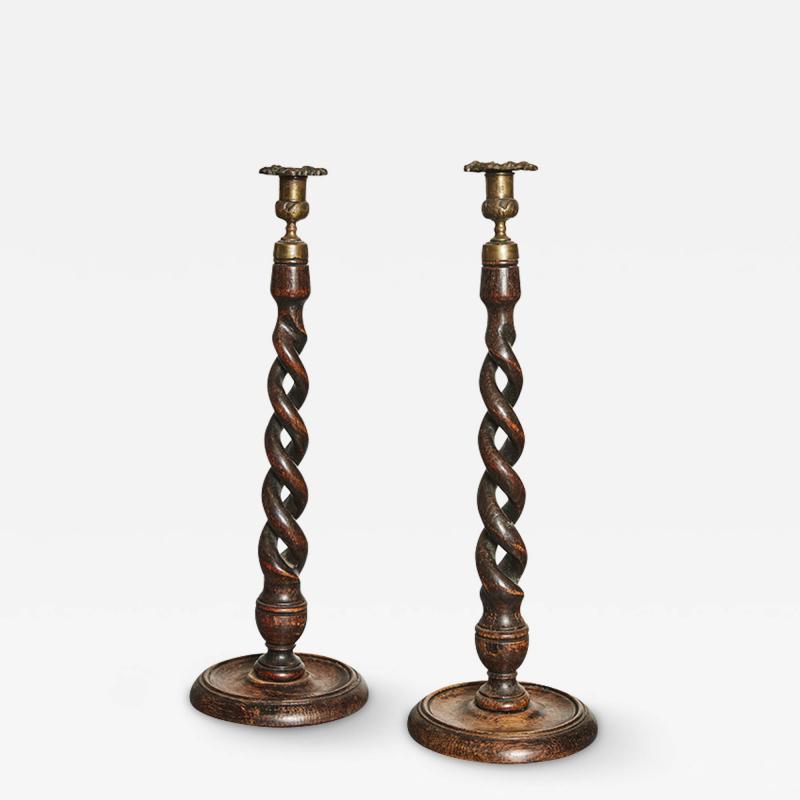 English Tall Open Twist Candlesticks