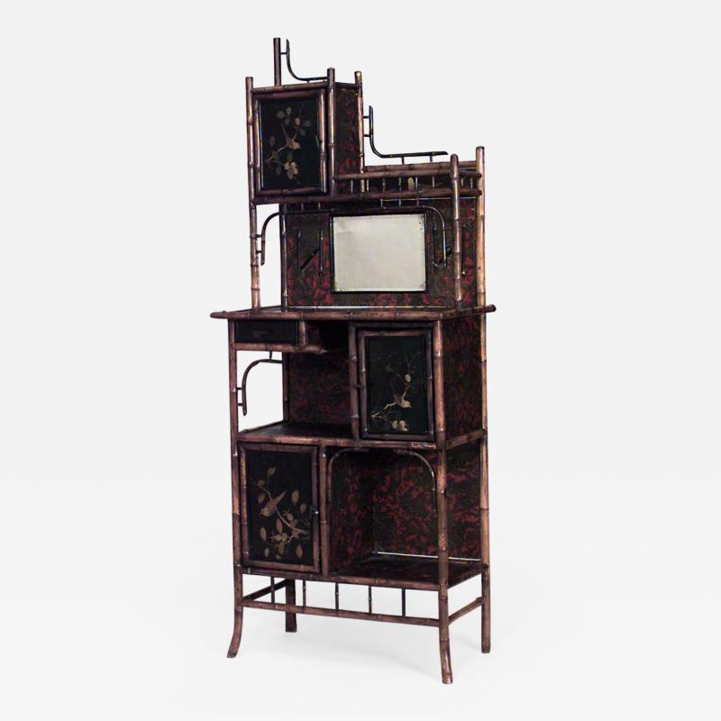 English Victorian Bamboo 3 Door Etagere