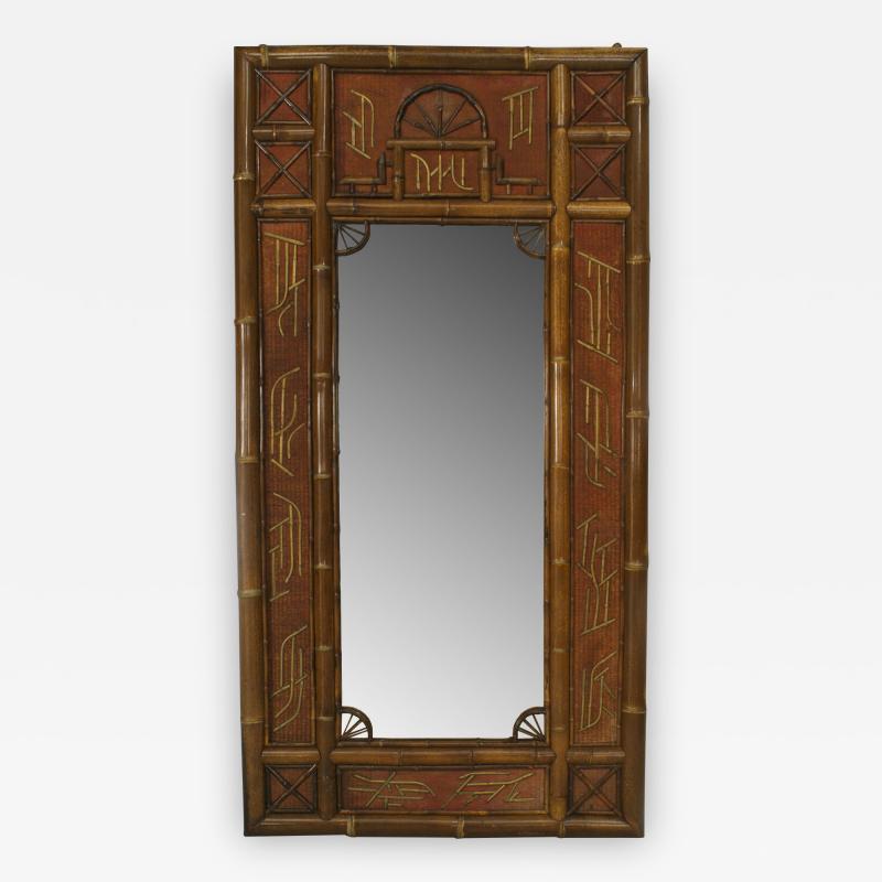 English Victorian Bamboo large rectangular wall mirror