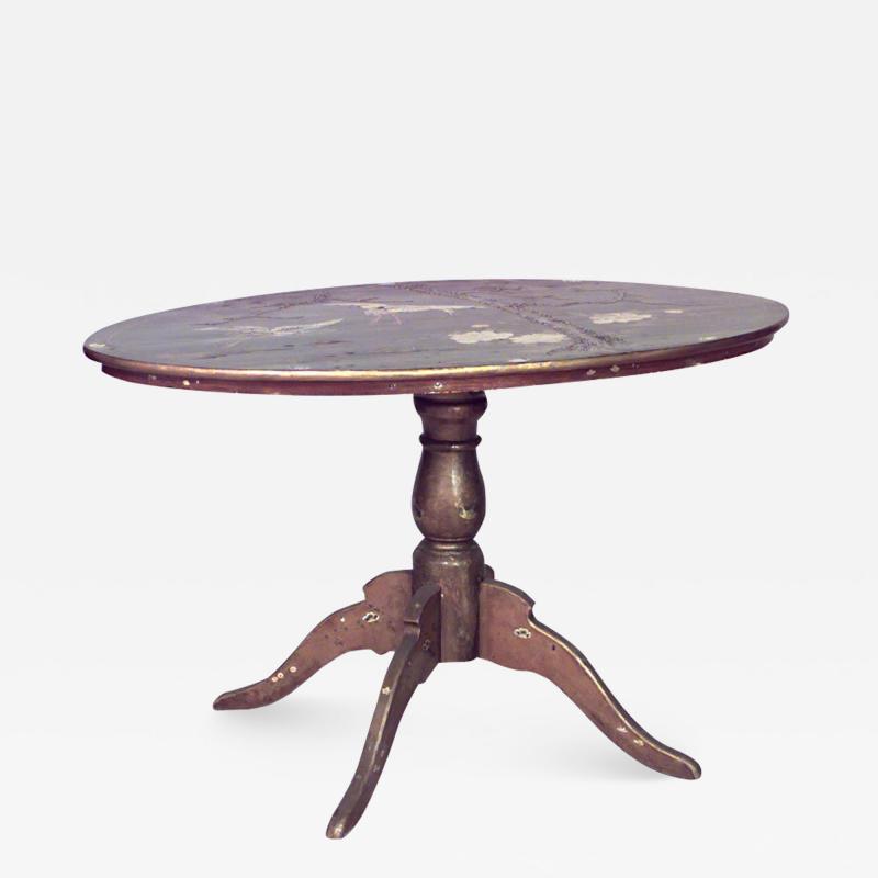 English Victorian Black Lacquered Center Table