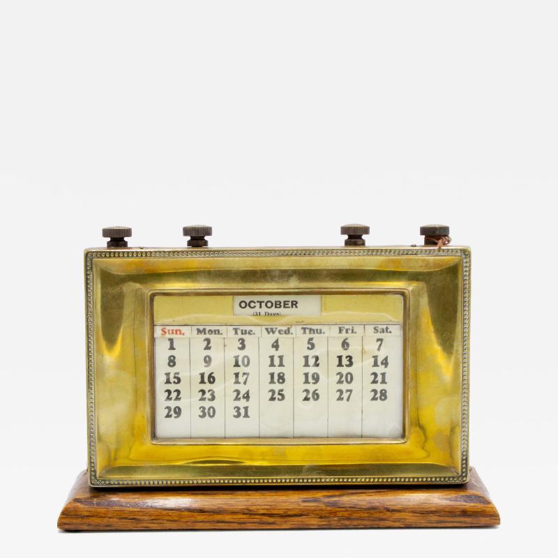 English Victorian Brass Desk Calendar