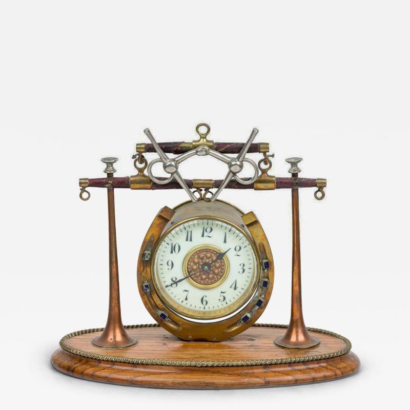 English Victorian Brass Horseshoe Clock