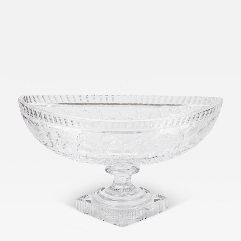 English Victorian Cut Crystal Centerpiece Compote with Fruit Motif