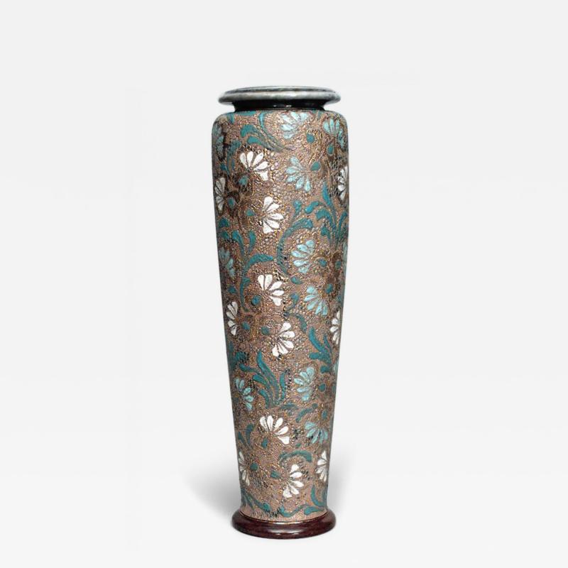 English Victorian Daulton Floral Ceramic Vase