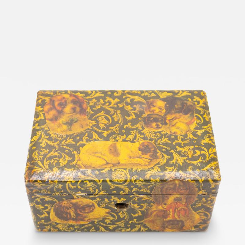 English Victorian Decoupage Dog Box