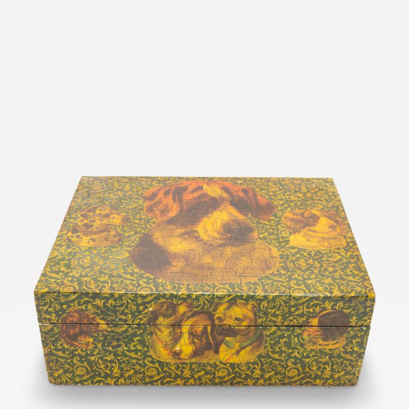 English Victorian Decoupage Dog Box