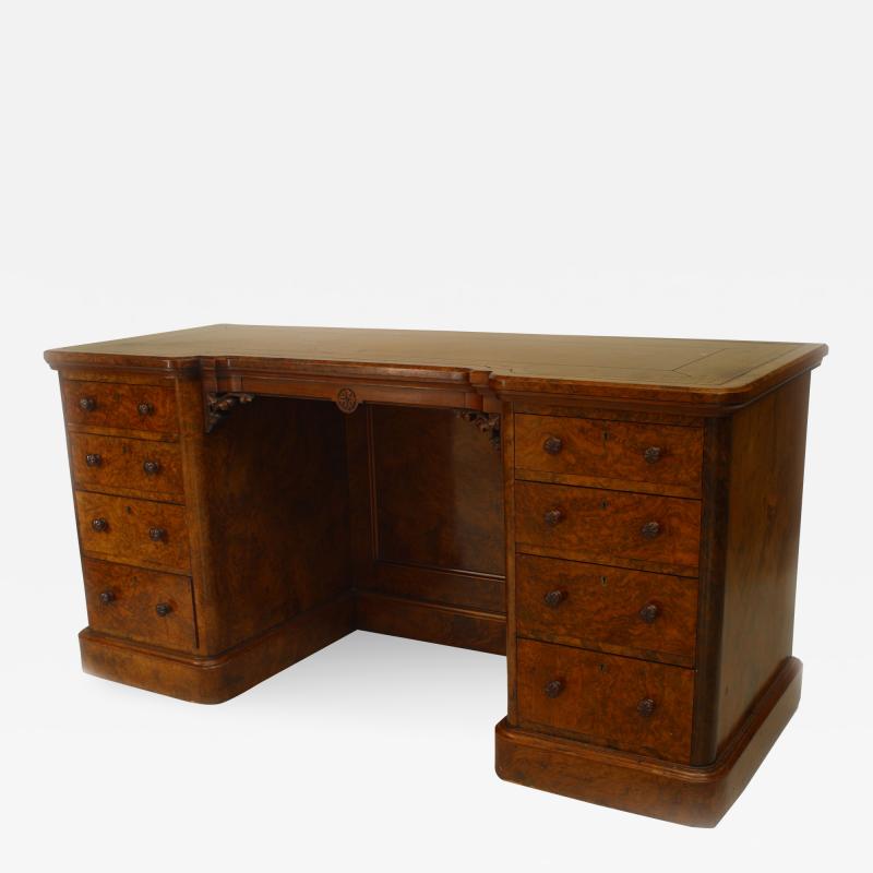 English Victorian Double Pedestal Kneehole Desk