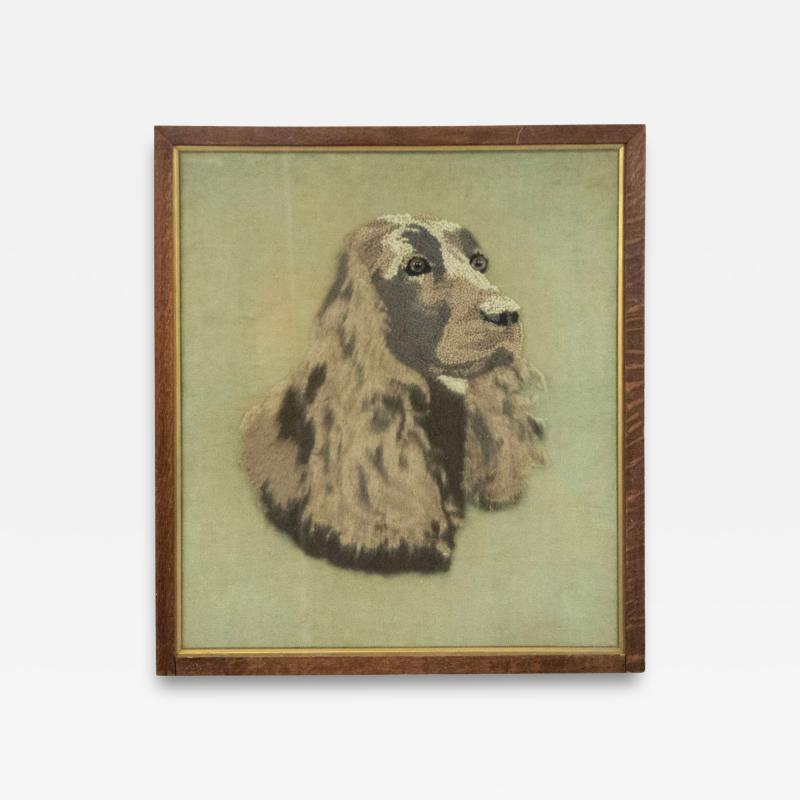 English Victorian English Setter Framed Embroidery