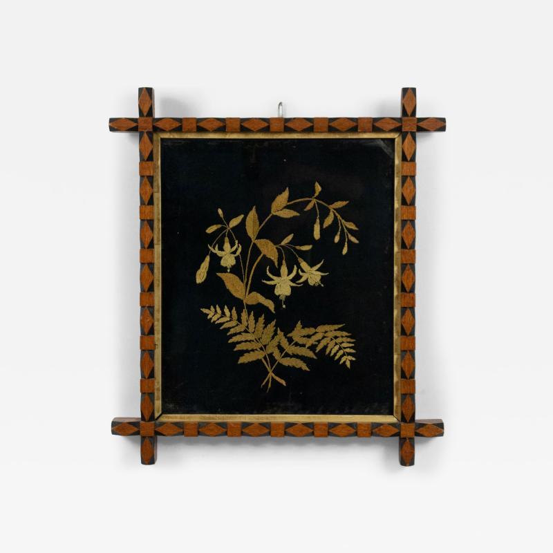 English Victorian Floral Framed Embroidery