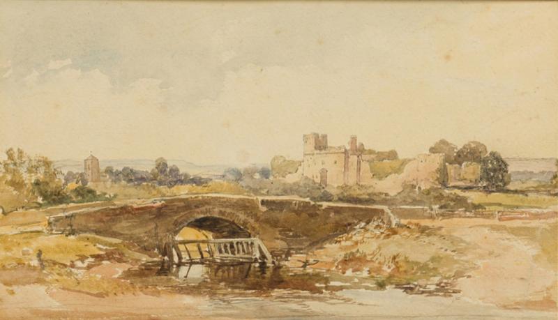 English Victorian Genre Scene Depicting a Small Bridge and River