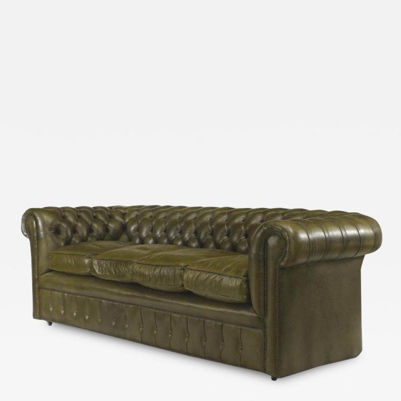 English Victorian Green Leather Sofas