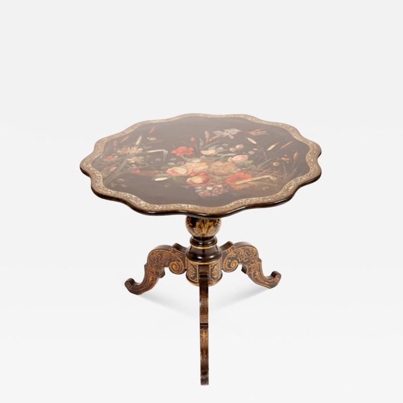 English Victorian Lacquered Tilt Top Table