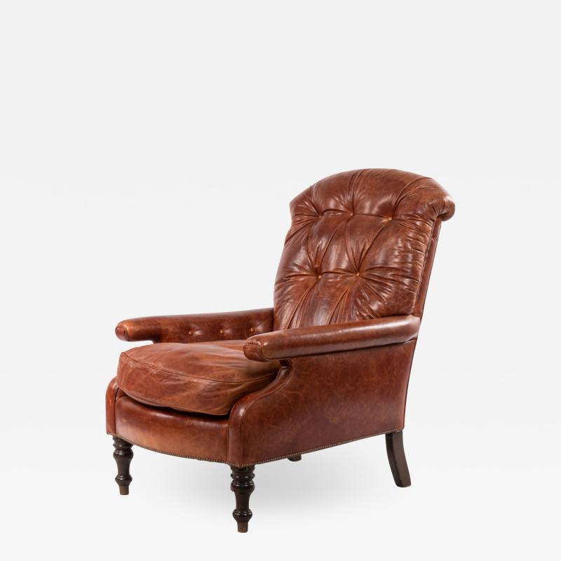 English Victorian Leather Easy Chair