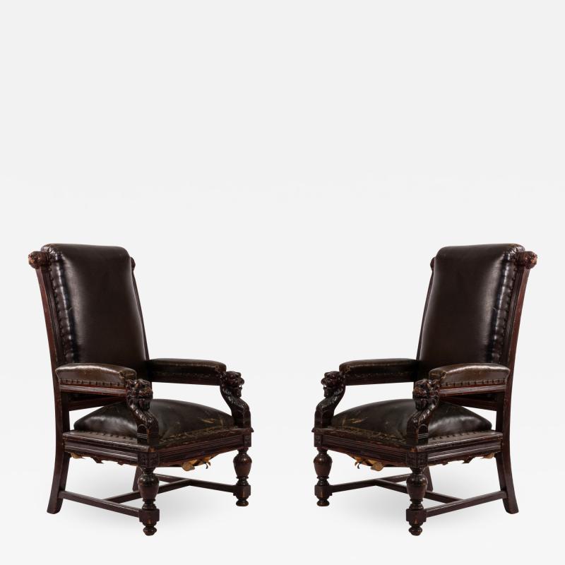 English Victorian Leather Judges Chairs