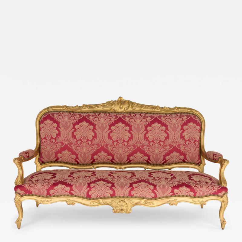 English Victorian Louis XV Style Giltwood Sofa