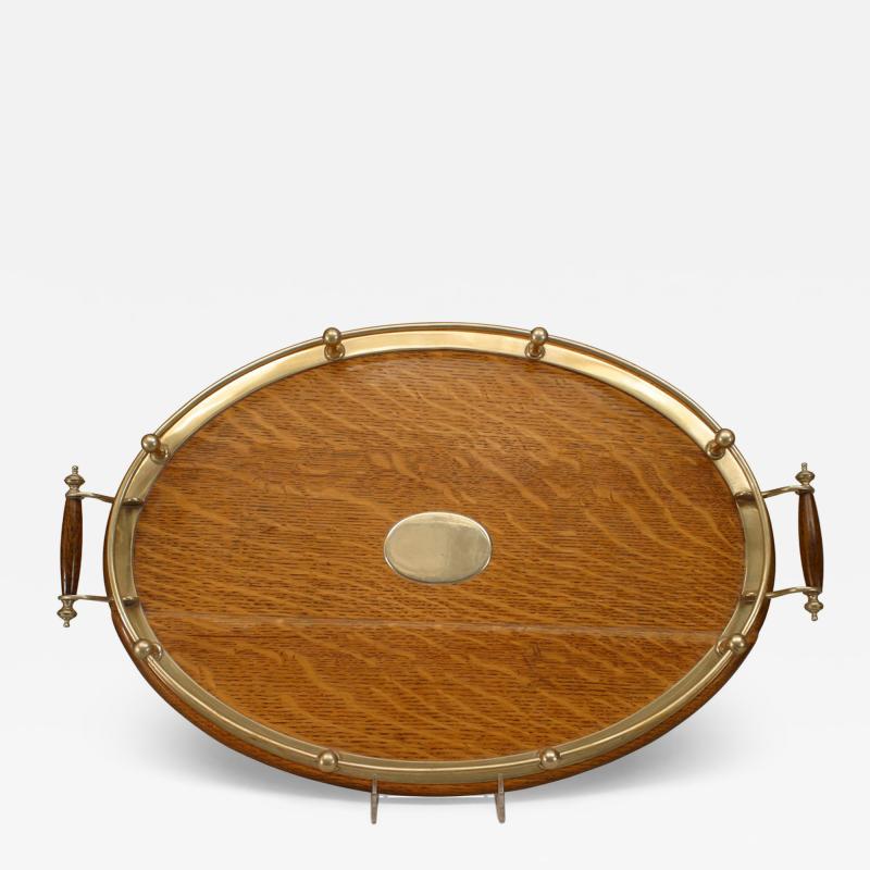 English Victorian Oak and Silver Tray