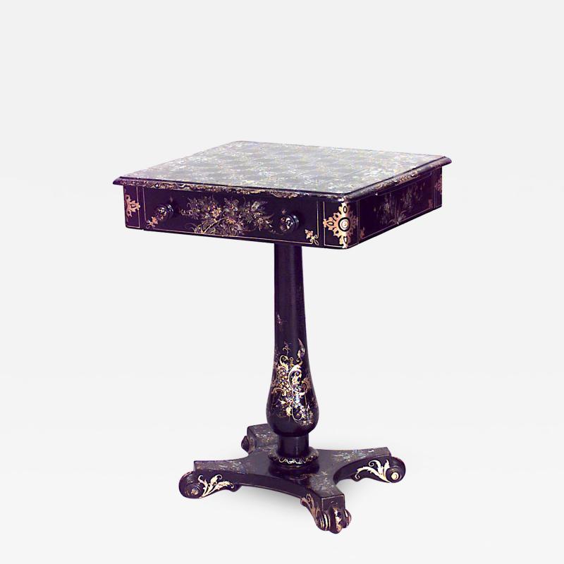 English Victorian Papier Mache Chess Checkers Game Table