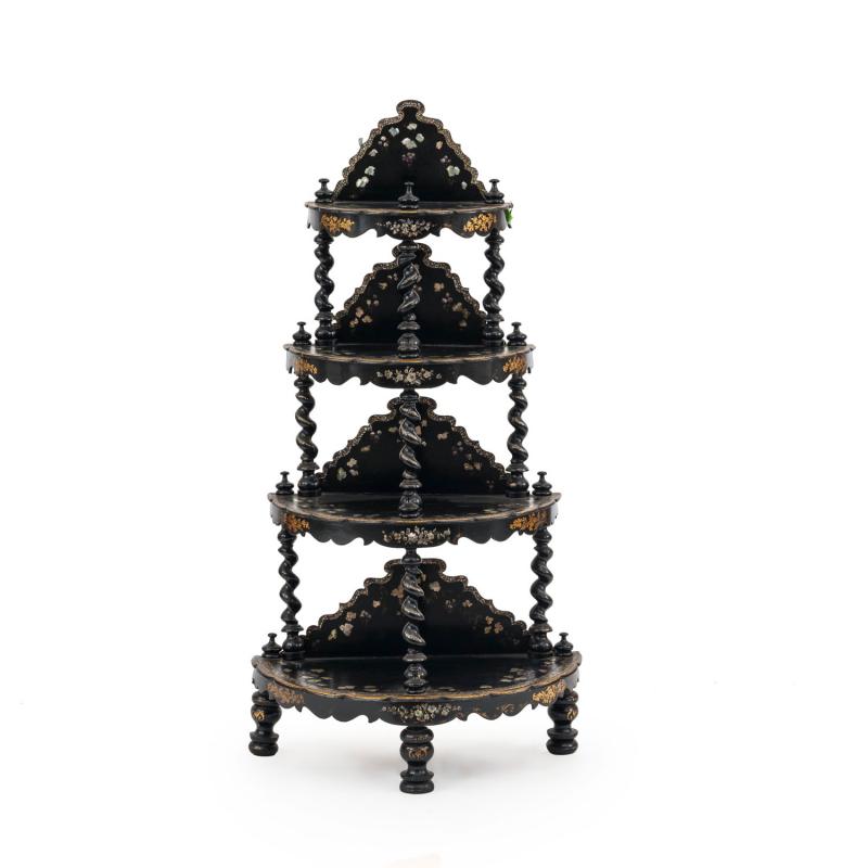 English Victorian Papier Mache etagere
