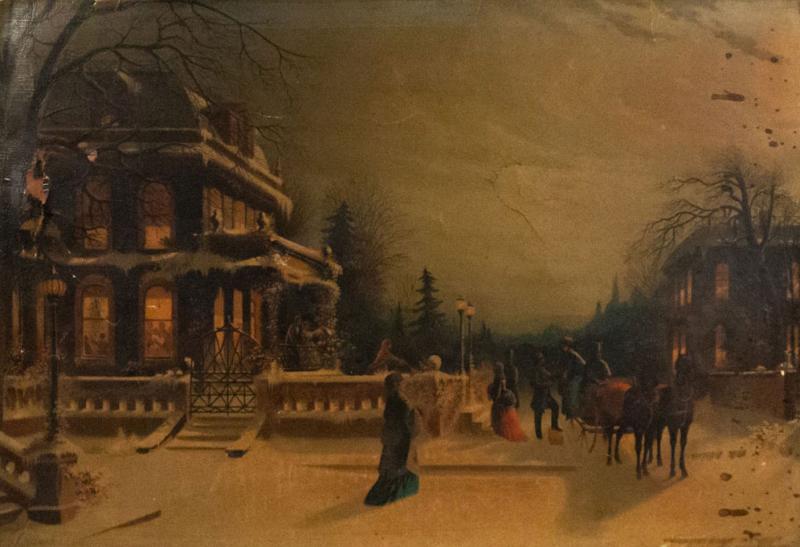 English Victorian Print of Winter Scene