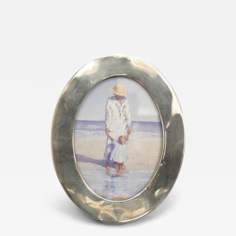 English Victorian Silver Oval Picture Frame