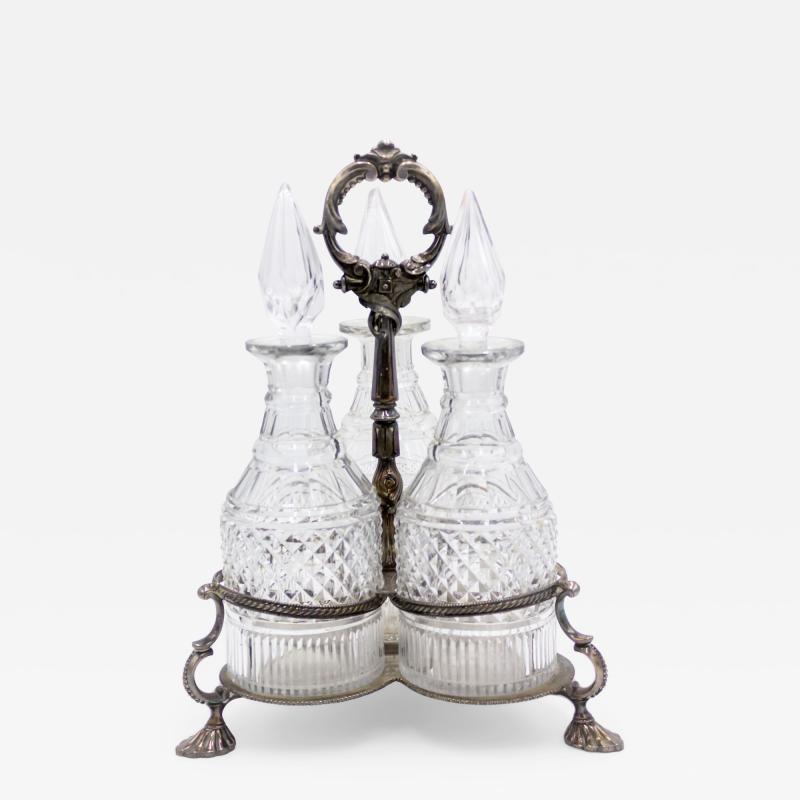 English Victorian Silver Plate Tantalus Set