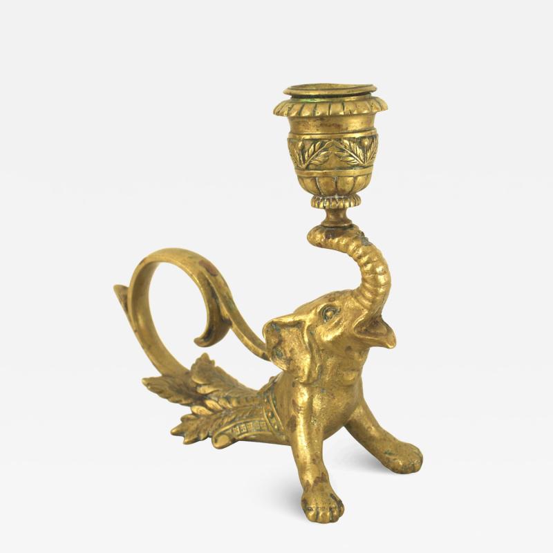 English Victorian Style Brass Elephant Candlestick
