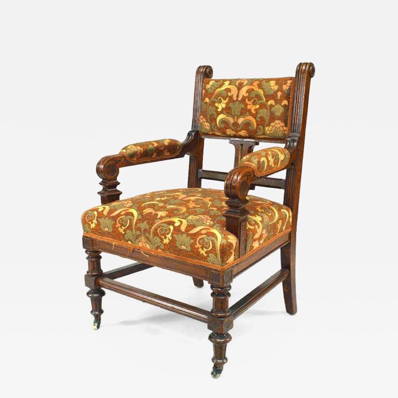 English Victorian Tapestry Upholstered Arm Chair