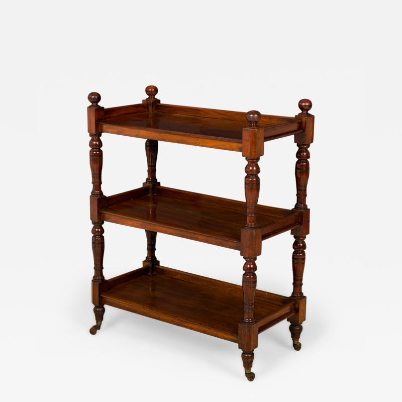 English Victorian Turned Leg Three Shelf Small Wooden Etagere Display Shelf