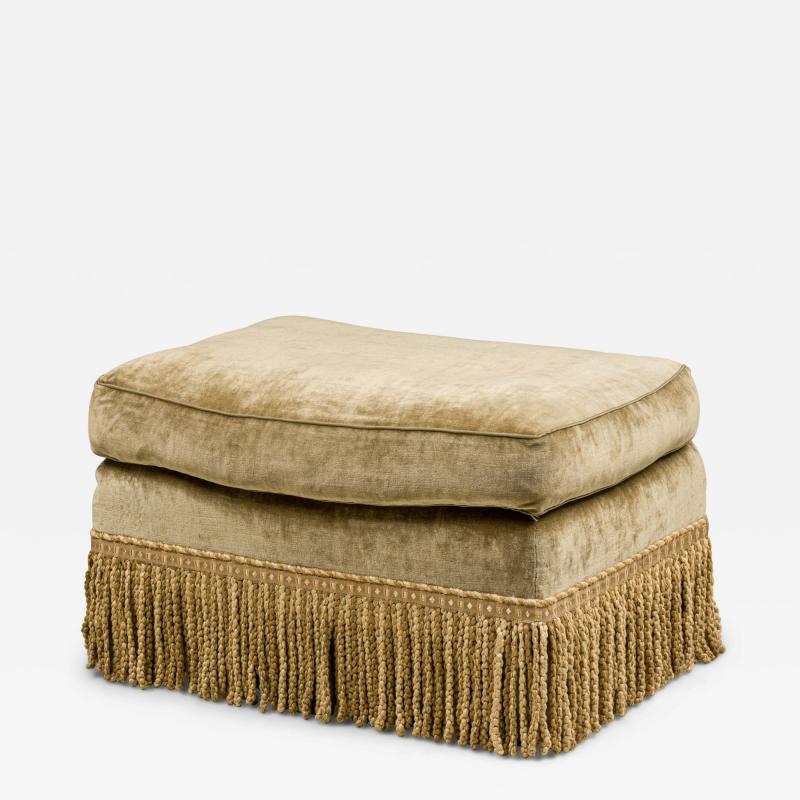 English Victorian Velvet Green Footstool