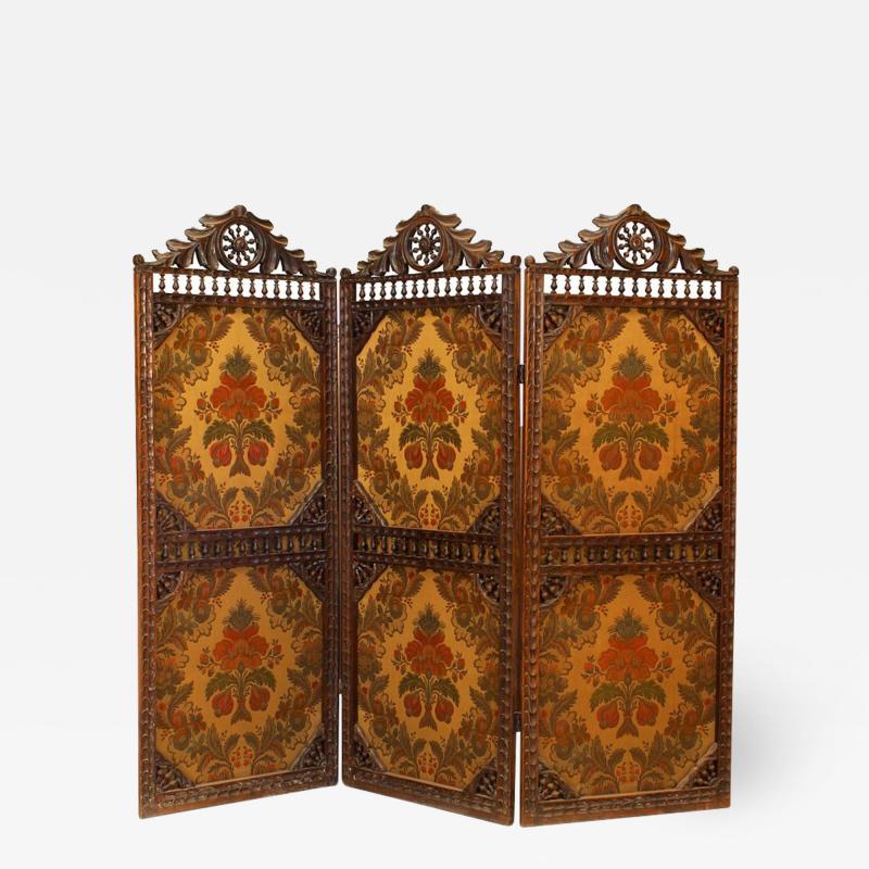 English Victorian Walnut 3 Fold Screen