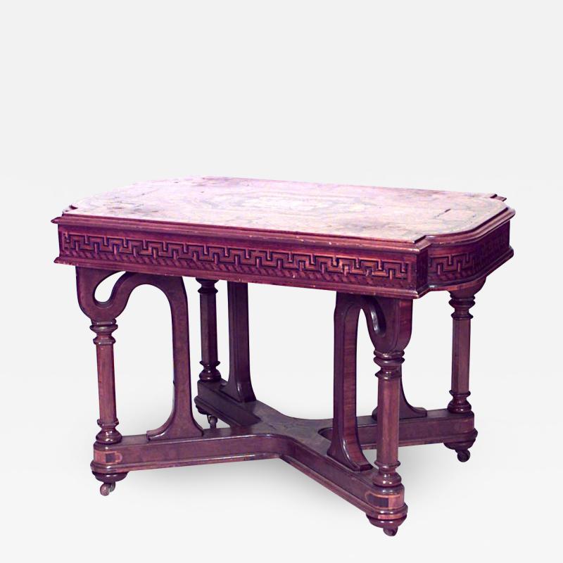 English Victorian Wentworth Walnut Center Table