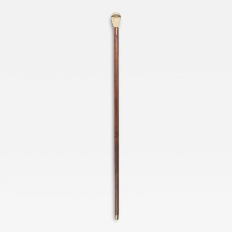 English Victorian Wood Cane With Sundial