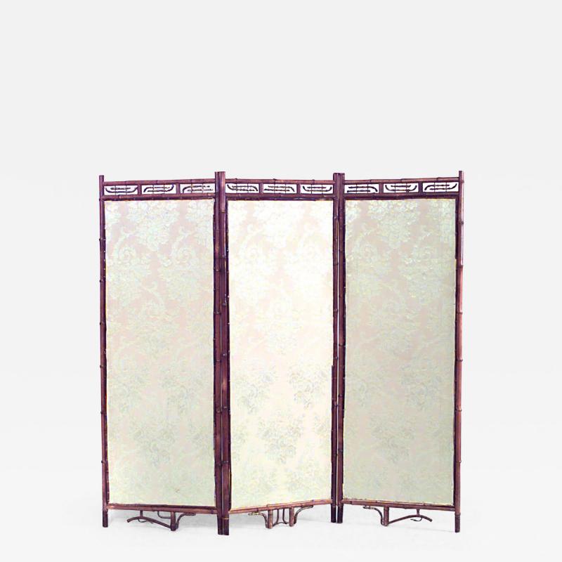 English Victorian bamboo 3 fold screen