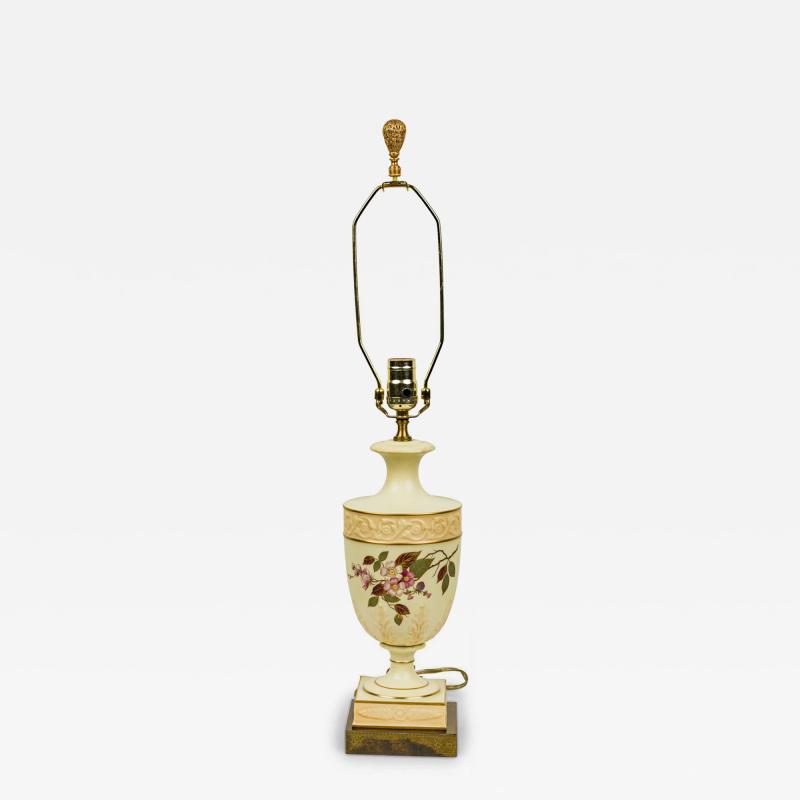 English Victorian style Mid Century Floral Porcelain Urn Form Table Lamp
