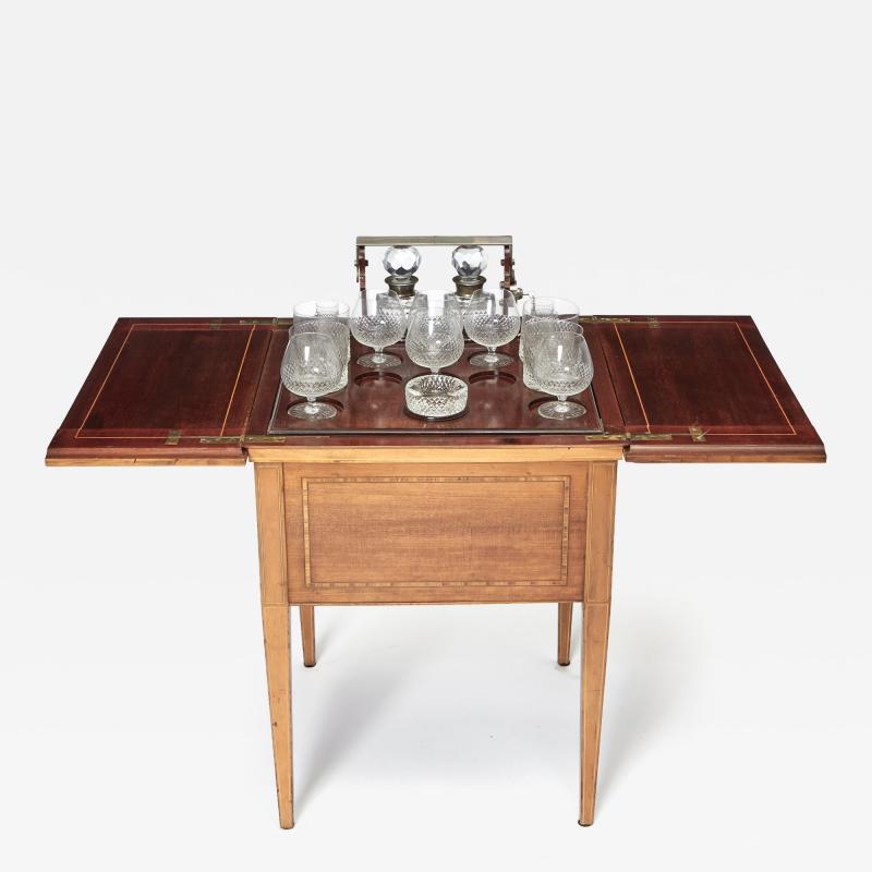 English Walnut and Mahogany Drinks Cabinet With Fitted Tantalus Bar Circa 1920