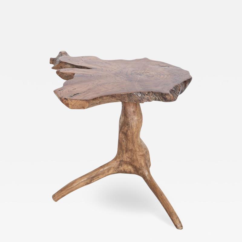 English Yew Root Wood Side Table