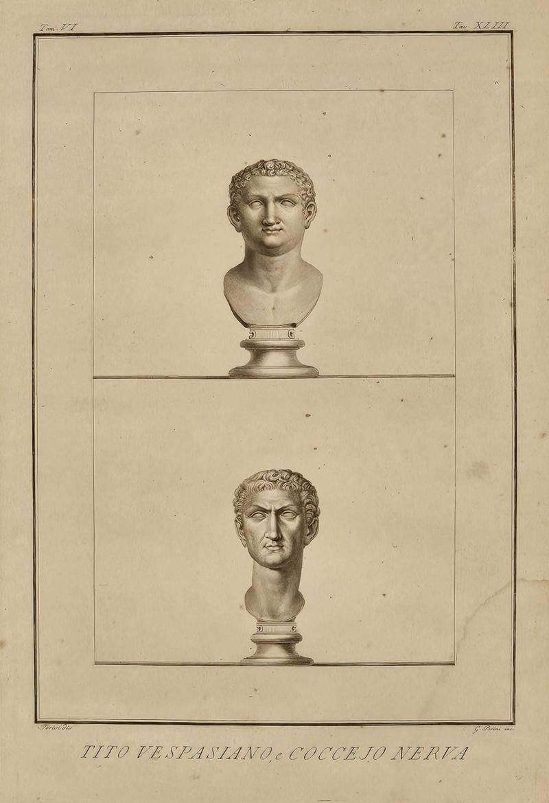 Engraving of Roman Emperor Busts Italy circa 1800