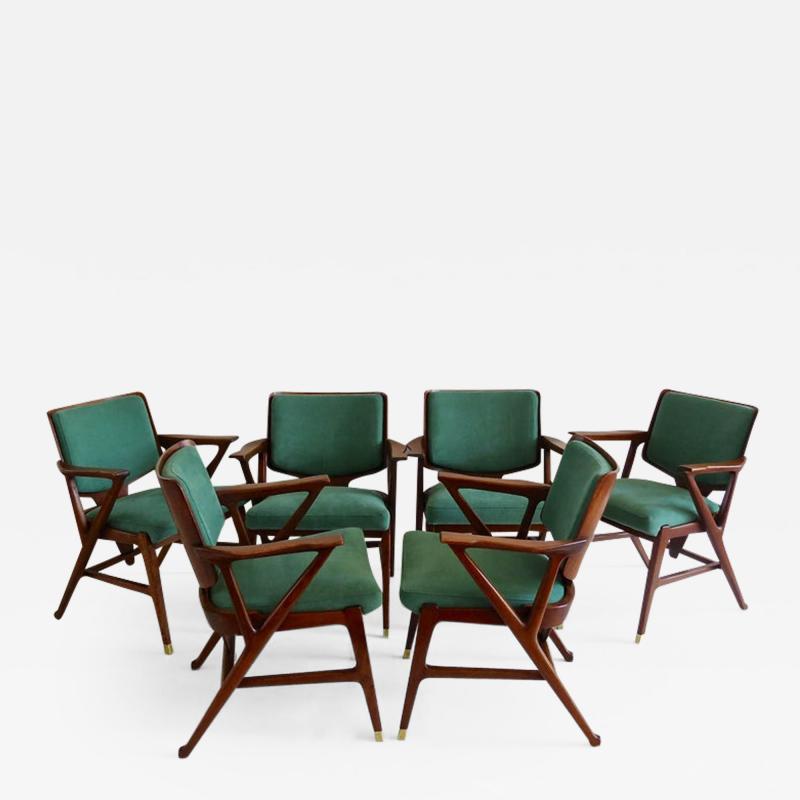 Enrico Ciuti Important Set of Six Cassina Dining Armchairs designed by Enrico Ciuti 1950