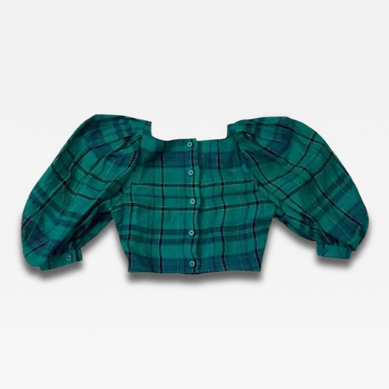 Enrico Coveri Enrico Coveri Boutique Tartan Puff Sleeve Three Piece Ensemble